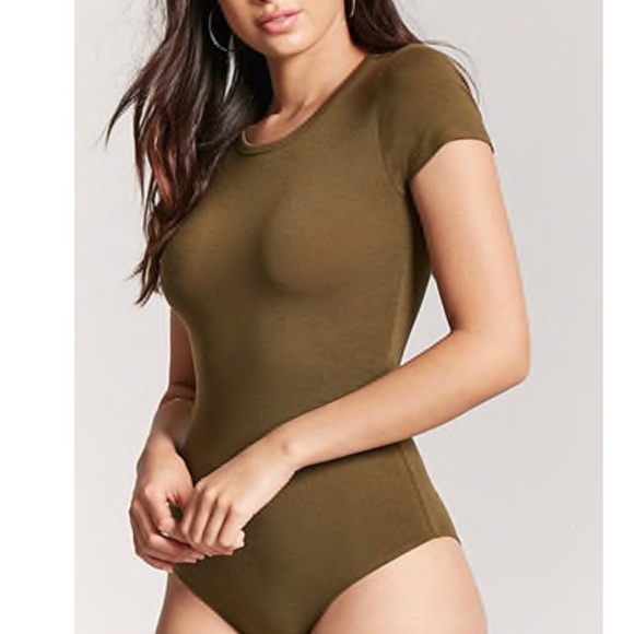 Forever 21 Tops - ✨Brand New Olive Crew Neck Bodysuit, Medium ✨
